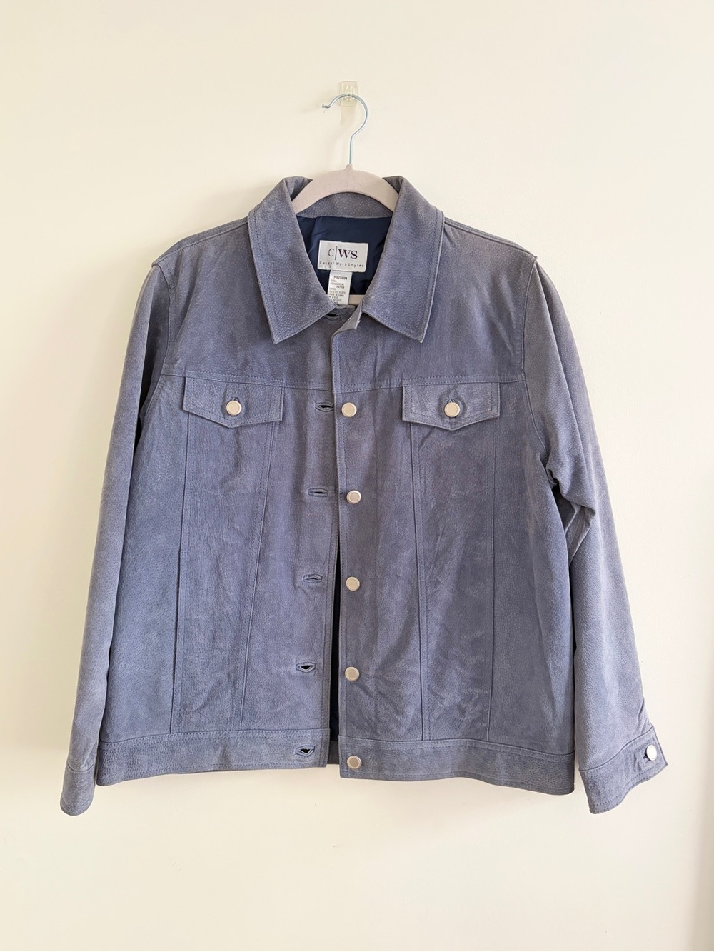 Structured Blue Suede Jacket